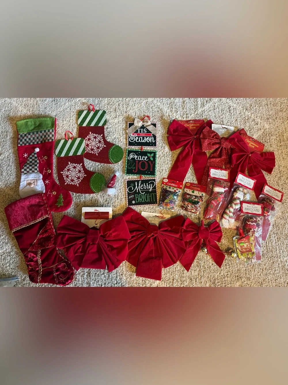 Huge Lot of Christmas Decorations, Wine Snuggles & Charms NWT’s
